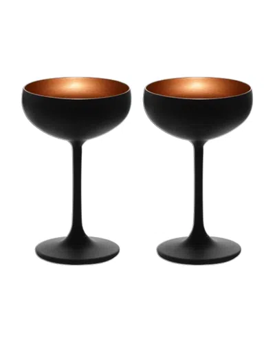 Stolzle Lausitz Olympia Saucer Glasses, Set Of 2 In Black With Bronze