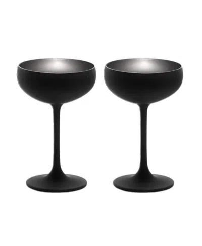 Stolzle Lausitz Olympia Saucer Glasses, Set Of 2 In Black With Silver