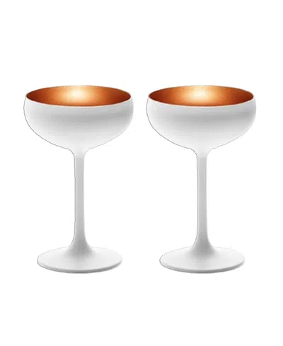 Stolzle Lausitz Olympia Saucer Glasses, Set Of 2 In White With Bronze