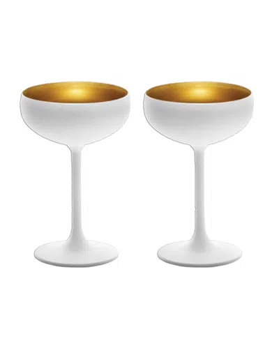 Stolzle Lausitz Olympia Saucer Glasses, Set Of 2 In White With Gold