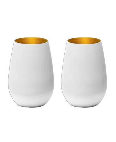 Stolzle Lausitz Olympia Tumblers, Set Of 2 In White With Silver