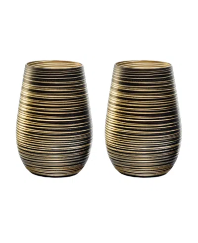 Stolzle Lausitz Olympia Twister Tumblers, Set Of 2 In Black With Gold