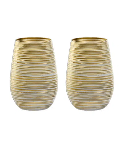 Stolzle Lausitz Olympia Twister Tumblers, Set Of 2 In White With Gold