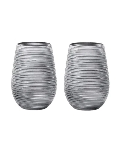 Stolzle Lausitz Olympia Twister Tumblers, Set Of 2 In White With Silver