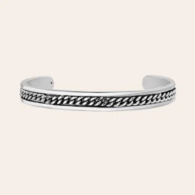 Stone & Spur Men's Silver Engraved Rope Cuff Bracelet