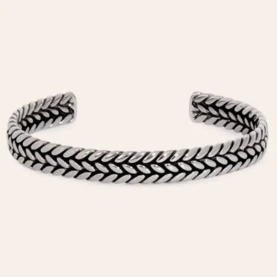 Stone & Spur Men's Silver Stainless Steel Double Braided Cuff Bracelet