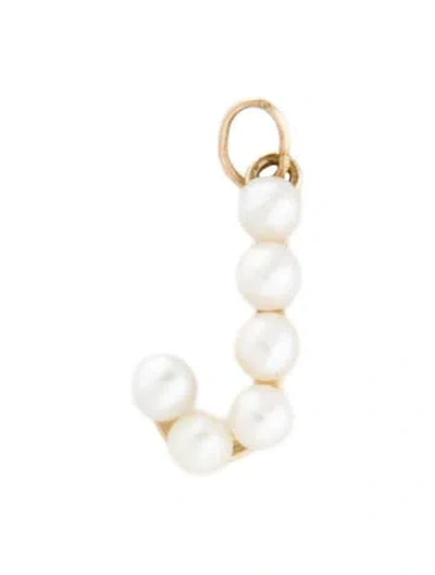 Pre-owned Stone And Strand 10k Pearl 'j' Initial Pendant In Multi