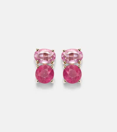 Stone And Strand 14kt Gold (585/1000) Earrings With Rubies And Pink Sapphires