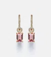 Stone And Strand 14kt Gold Huggie Earrings With Tourmaline And Diamonds In Gold