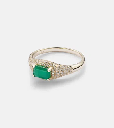 Stone And Strand Ring Aus 14kt Gelbgold Mit Diamanten Und Smaragden In Gold