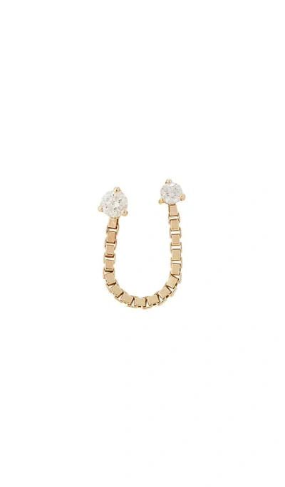 STONE AND STRAND DIAMOND BLOCK CHAIN DOUBLE STUD EARRING