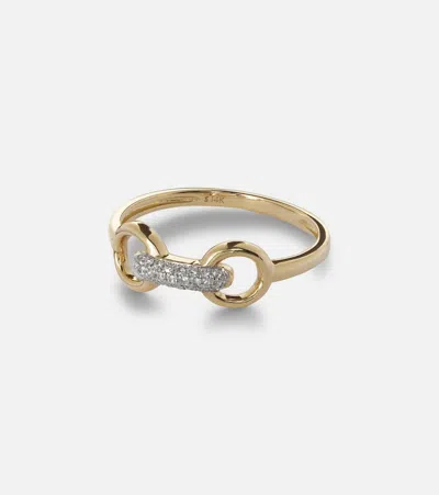 Stone And Strand Bridle 14kt Gold Ring With Diamonds
