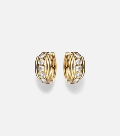 Stone And Strand Dainty Boulevard 14kt Gold Huggie Earrings With Diamonds