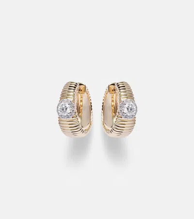 Stone And Strand Disco 14kt Gold Huggies With Diamonds