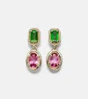Stone And Strand Duchess Orchid 10kt Gold Earrings With Chrome Diopside And Pink Topaz In Gold
