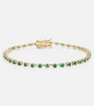 Stone And Strand Emerald Ace 14kt Gold Tennis Bracelet With Emeralds