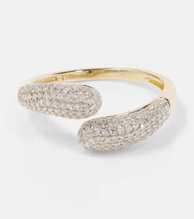 Stone And Strand Hug 14kt Gold Ring With Diamonds