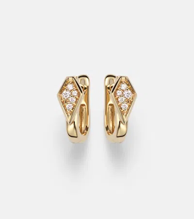 Stone And Strand Knife Edge Kite 14kt Gold Huggie Earrings With Diamonds In Neutral