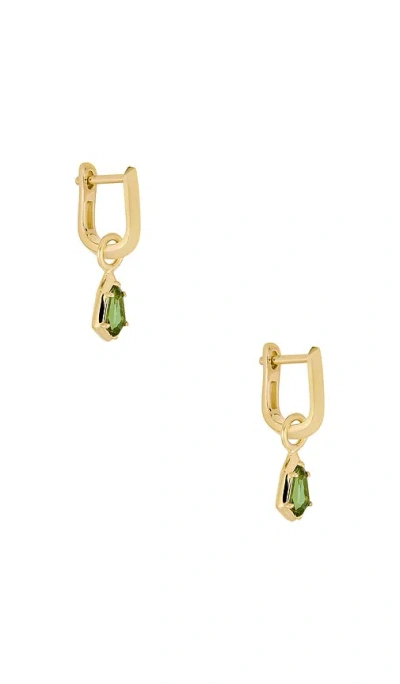 Stone And Strand Knife Edge Shield Drop Hoop Earrings In Blue