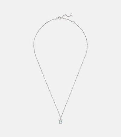 Stone And Strand Le Bleu 14kt White Gold Necklace With Diamonds And Aquamarine In Pink