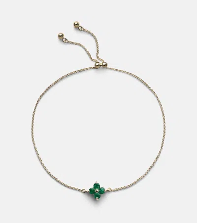 Stone And Strand Luckiest Clover 10kt Gold Bracelet With Emerald In Yellow