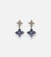 Stone And Strand Luckiest Clover 10kt Gold Earrings With Sapphire And Diamond In Gold