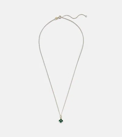 Stone And Strand Luckiest Clover 10kt Gold Necklace With Emeralds