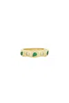 Stone And Strand Luxe Band Ring In 10k Yellow Gold  Emerald  & White Diamon