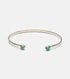 Stone And Strand Myrtle 10kt Gold Cuff Bracelet With Emerald In Gold