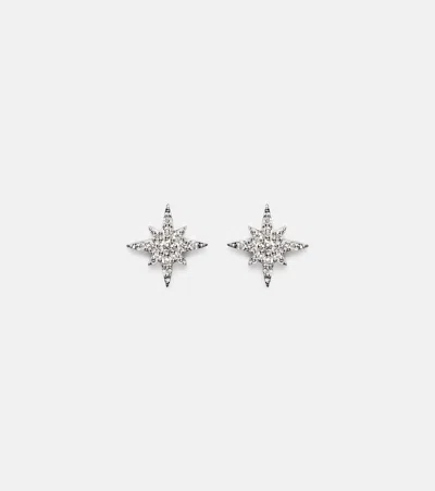 Stone And Strand Northern Star 14kt White Gold Earrings With Diamonds In Silver