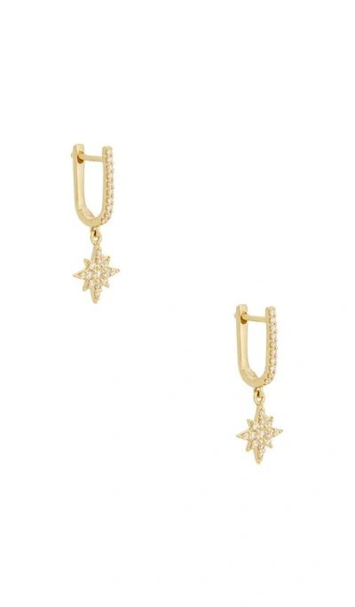 Stone And Strand Northern Star Pave Huggie Earrings In Gold