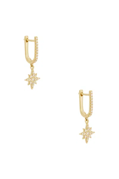 Stone And Strand Northern Star Pave Huggie Earrings In Gold