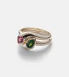 Stone And Strand Perfect Pair 10kt Gold Ring With Chrome Diopside And Pink Topaz In Gold