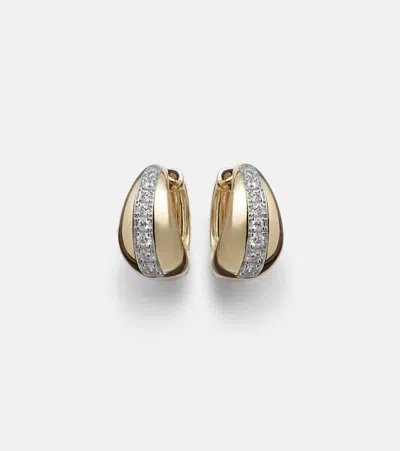 Stone And Strand Pistachio 10kt Gold Hoop Earrings With Diamonds
