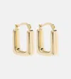 STONE AND STRAND SQUARED OFF 14KT GOLD HOOP EARRINGS