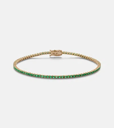 Stone And Strand Tennis 14kt Gold (585/1000) Bracelet With Emerald