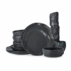 Stone By Mercer Project Atik 16-pc. Stoneware Dinnerware Set In Black