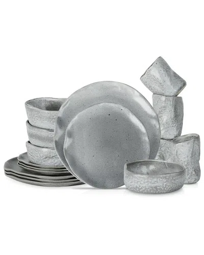 Stone By Mercer Project Atik 16pc Dinnerware Set In Gray