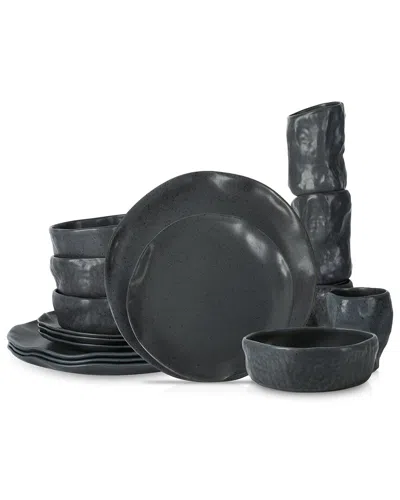 Stone By Mercer Project Atik 16pc Dinnerware Set In Black