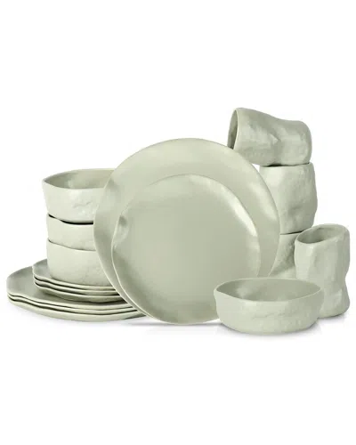 Stone By Mercer Project Atik 16pc Dinnerware Set In Green