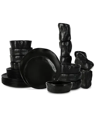 Stone By Mercer Project Atik 32pc Dinnerware Set In Black