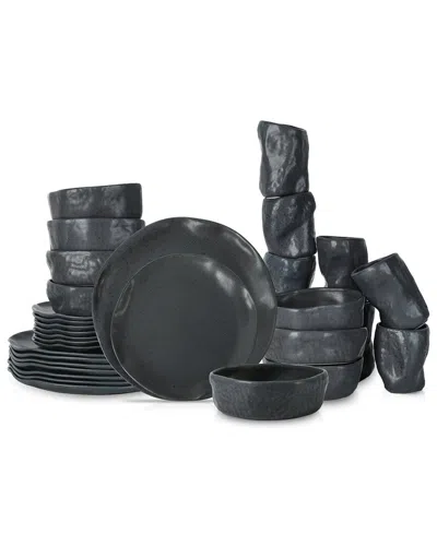 Stone By Mercer Project Atik 32pc Dinnerware Set In Black