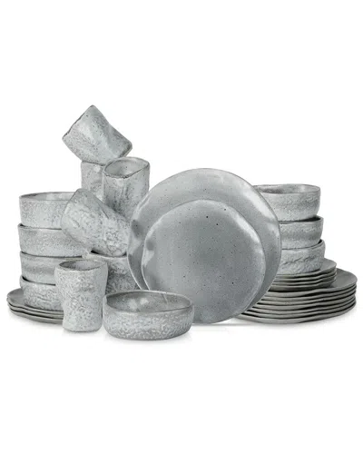 Stone By Mercer Project Atik 32pc Dinnerware Set In Grey