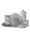 Stone By Mercer Project Atik Stoneware 16 Pc. Dinnerware Set, Service For 4 In Grey