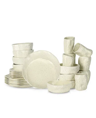 Stone By Mercer Project Atik Stoneware 32 Pc. Dinnerware Set, Service For 8 In Cream