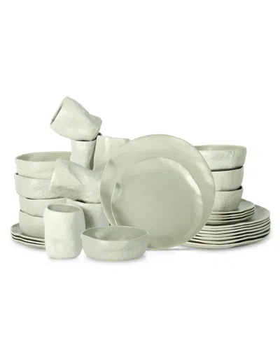 Stone By Mercer Project Atik Stoneware 32 Pc. Dinnerware Set, Service For 8 In Sage-grey