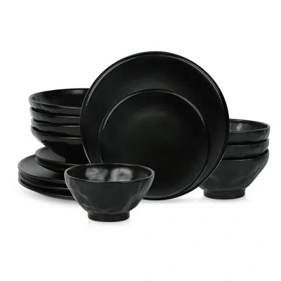 Stone By Mercer Project Dinnerware Set - Service For 4 In Black