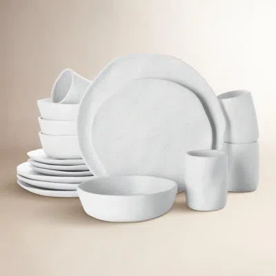 Stone By Mercer Project Hekonda Debossed 32-piece Dinnerware Set Stoneware In White Speckled