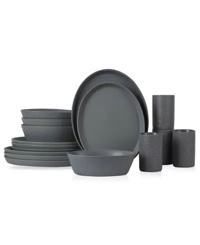Stone By Mercer Project Katachi 16 Pc. Dinnerware Set, Service For 4 In Gray