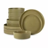 Stone By Mercer Project Modan 12-pc. Stoneware Dinnerware Set In Green